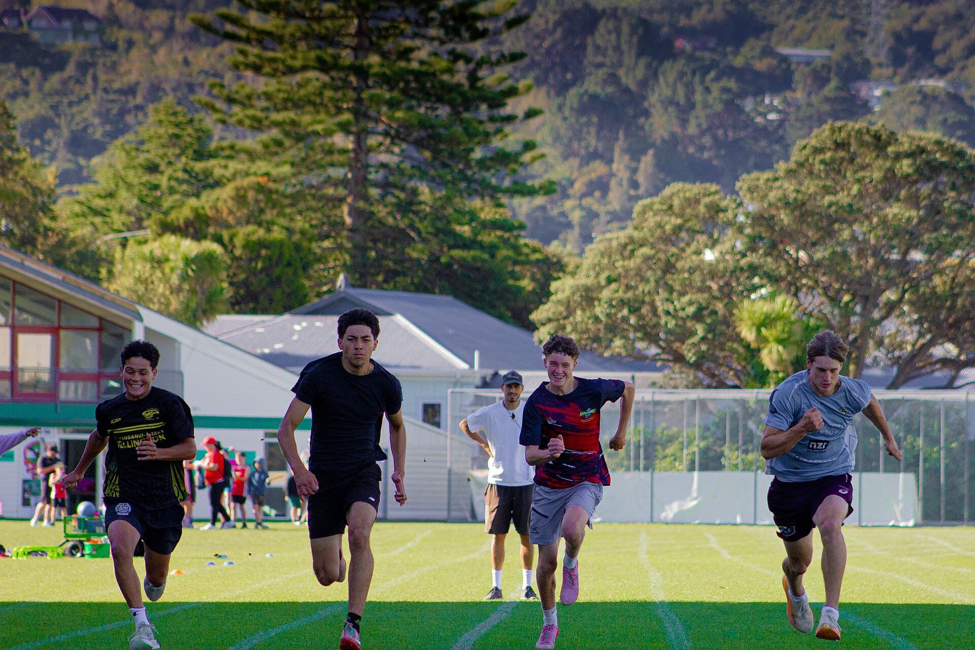 Sprint training at Hutt Recreation Ground with Owen Westerhout coaching from the infield